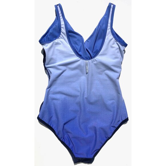 LANDS' END Swimsuit women 12DD SlenderSuit Tummy Control Wrap V-Neck blue ombre - Picture 11 of 16